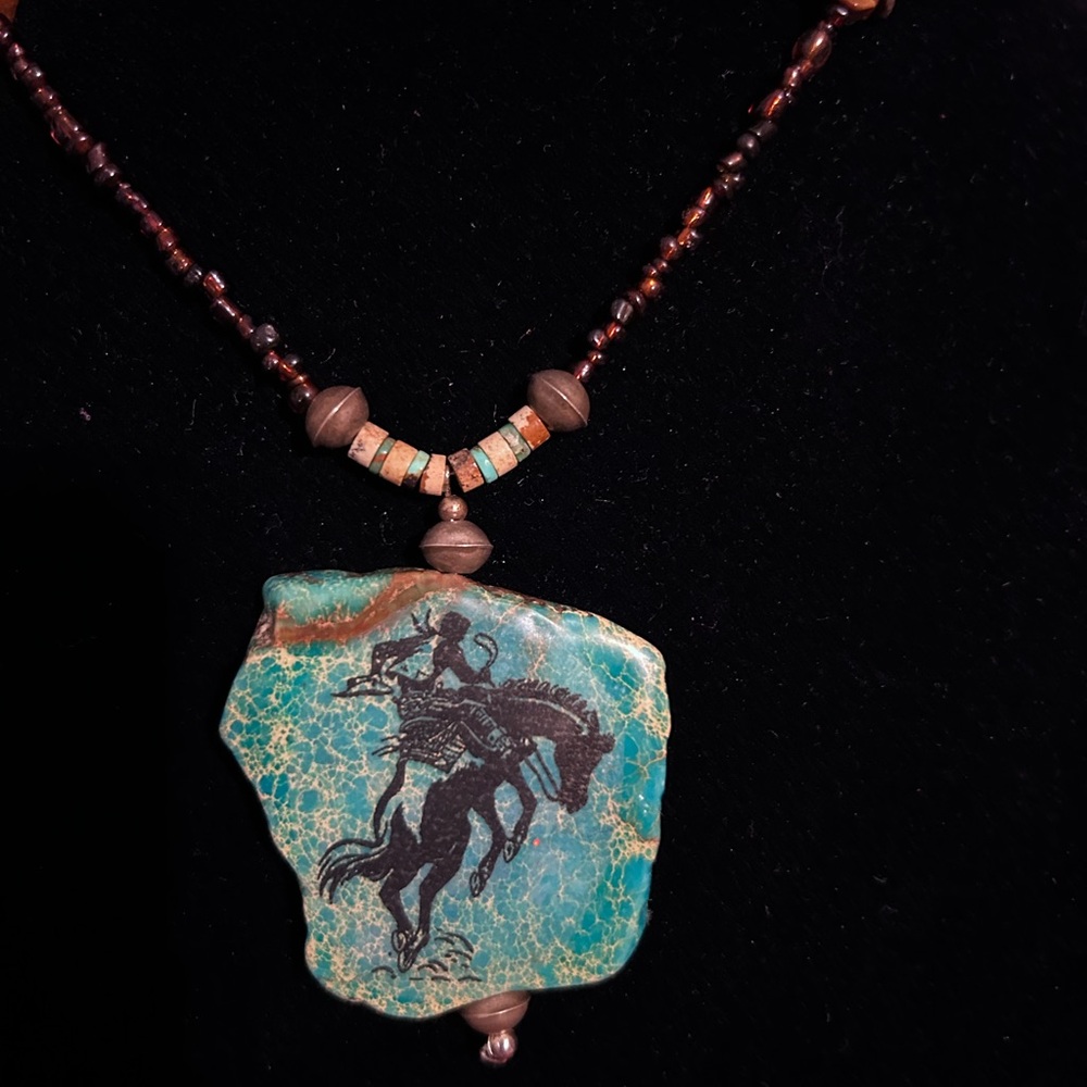 Artisan Turquoise Horse Pendant Necklace